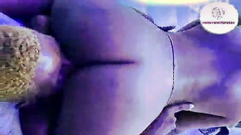 Thick ebony ass spread wide showing tight pink pussy in amateur doggy fuck