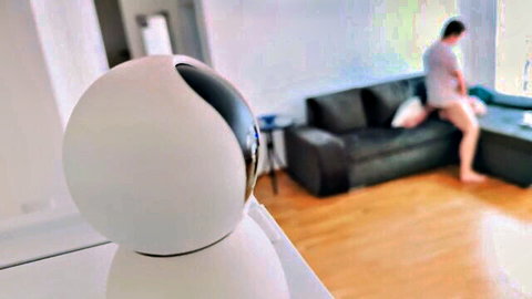 Hidden cam spies on cheating husband exposing himself on couch