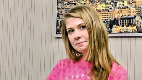 Gwyneth Petrova blonde in pink top, innocent look for defloration