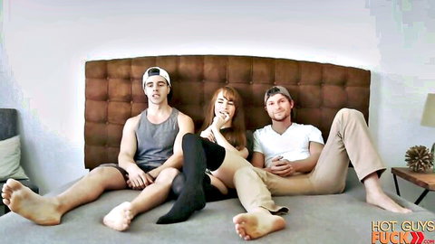 Jackie Lopez MMF threesome with hot guys Rob Burry & Kellan Hartmann