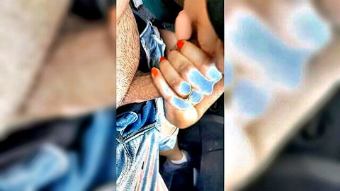 AudreyWet's red-nailed hand teasing hairy chest in intimate car touch