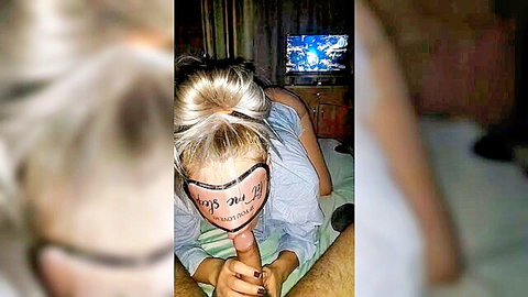 AudreyWet blonde in solo fingering climax with blindfold