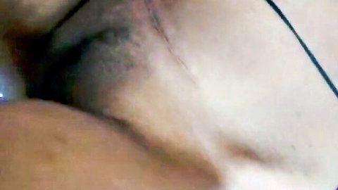 Close-up nude crotch with pubic hair in taboo family blowjob scene