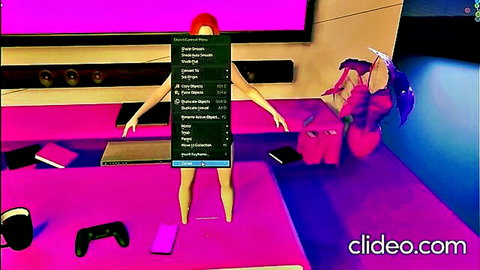 Nude dark-skinned 3D cartoon babe standing arms spread exposing big tits and shaved pussy