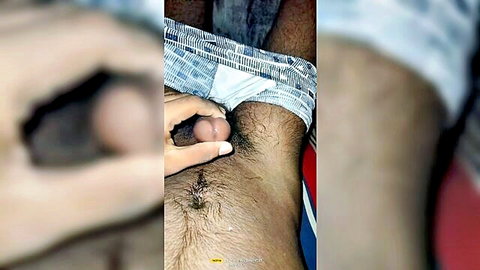 Bangla solo male masturbation with hand on exposed erect penis