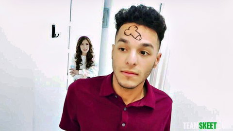 Venus Vixen glares at guy with penis doodle on forehead