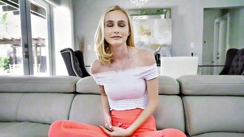 Alicia Williams in sexy lace top and red pants, teasing pose