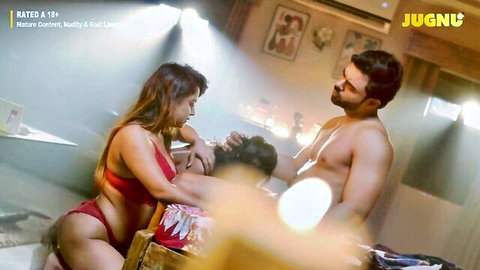 Manali Darjeeling in red bikini threesome with Rudy Luthra and man