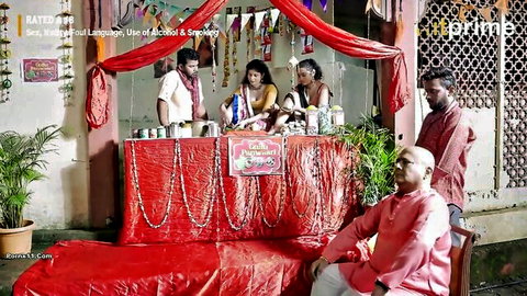 Desi women in colorful sarees at decorated stall, FilmyFantasy 28 32 36 Ep02