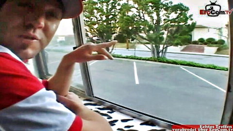 Petite blonde cheerleader teen picked up for sex in a car