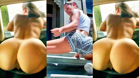 Naked PAWG twerking huge ass in car and outdoors compilation