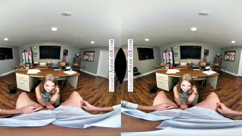 Octavia Red exposes big tits and pussy on desk for passing grades