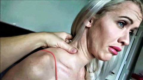 Blonde MILF gripped by neck in intense taboo encounter