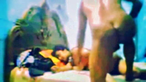 Big ass dark-skinned man squatting over woman fucking her pussy in rough homemade sex