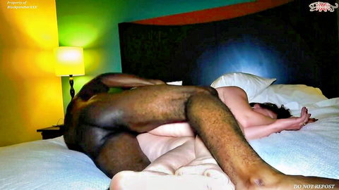 Interracial cuckold scene: Black bull penetrating white wife missionary style