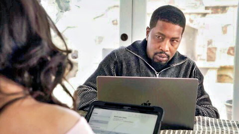 Kimmy Kimm young Asian babe teasing Black stud at laptop