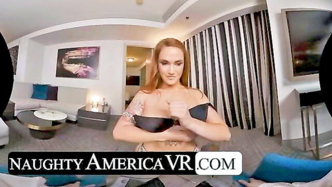 Siri Dahl redhead in black lingerie, posing with big tits and juicy ass