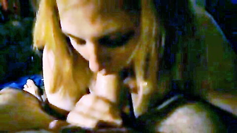 Blonde babe sucking thick cock deep in her mouth during intense POV blowjob