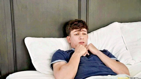 Young man looking ill in bed, Gia Venetia sick roleplay scene