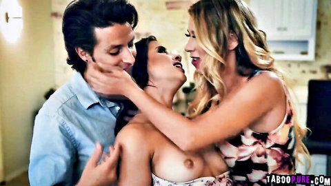 Kylie Rocket in intense threesome with classmate and auntie, exposed tits