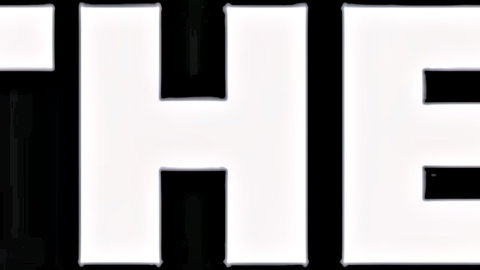 Large bold white letters spelling THE on black background