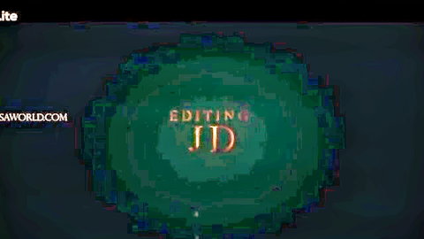 SAWorld.com editing screen with glowing JD logo on green background