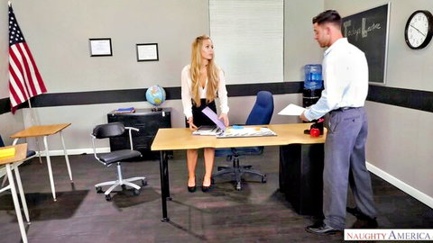 Nicole Aniston as horny teacher seducing in classroom skirt suit