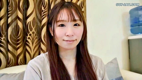 Aina 30yo babyface Japanese wife smiling in gray cardigan