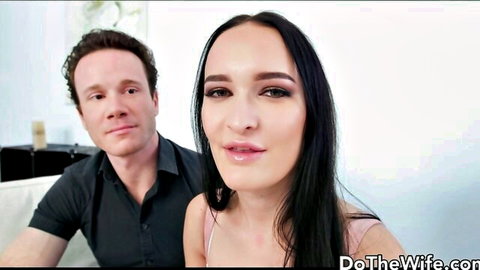 Sasha Sparrow smiling with husband in casual couple selfie for hotwife video