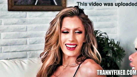 Jade Venus and Brittney Kade smiling seductively in neighbor scene