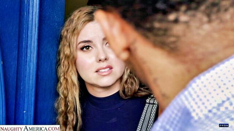Jessie Rogers in blue top visited by BBC police from behind