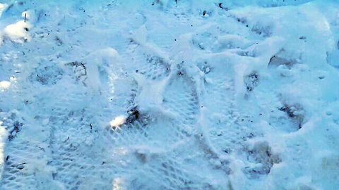 Snowy outdoor public scene for hot female solo masturbation video