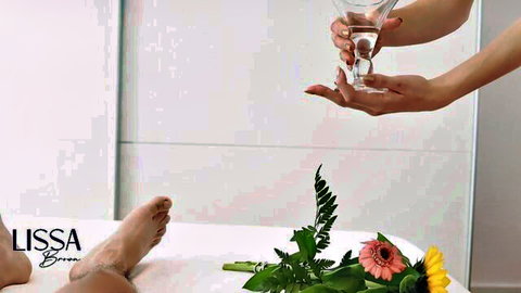 Lissabrown expert handjob massage with feet and flowers tease, until cum