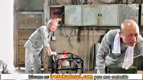 Yui Hatano JAV scene with sweaty older men in uniforms