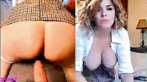 Brunette teacher student anal creampie, plaid skirt bent over penetration