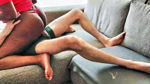 Big ass ebony MILF rides white hunk in amateur home video
