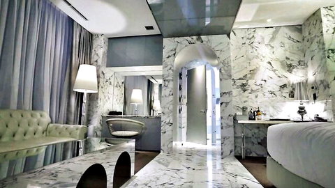 Elegant hotel room in JAV mother-son incest video, arousing taboo lust Part 2