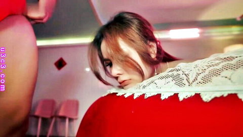 Shen Nana and Lulu in sexy red and white lingerie tease, Chinese AV