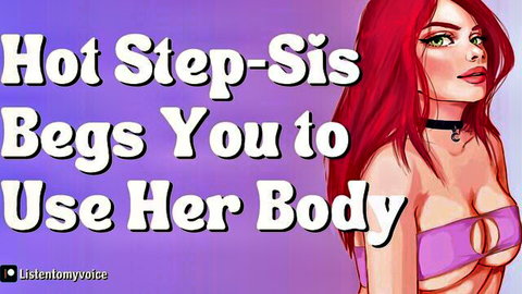 Seductive redhead step-sis in skimpy purple top with choker begs you to use her body