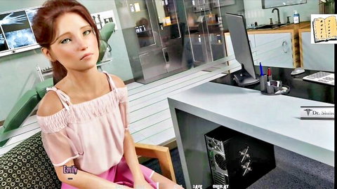 Freckled redhead teen in pink off-shoulder top sitting in doctor's office
