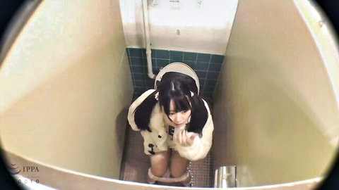 Yui Nagase in white dress squatting in toilet JAV thumbnail