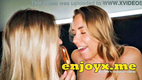 Stella Cardo and blonde lesbian in intimate nude kiss, seductive porn thumbnail