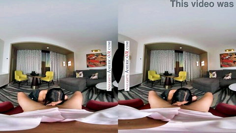 VR POV of curvy brunette babe spreading hairy pussy wide with huge natural tits exposed on hotel bed