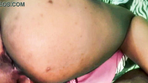 Pregnant girlfriend in pink panties during homemade sex with boyfriend