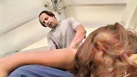 Alex Chance getting sensual leg massage from masseur in studio