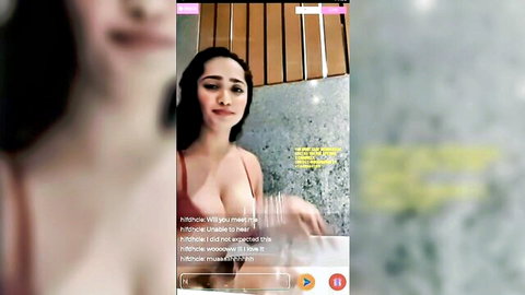 Aditi Mistry teasing in red lingerie, live show cleavage reveal