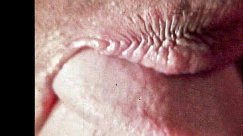 Extreme close-up of wet hairy pussy with protruding pink labia folds