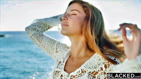 Agatha Vega in white lace by the sea, erotic Blacked.com thumbnail