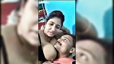 Desi big boob bhabhi intimate with husband in black bra