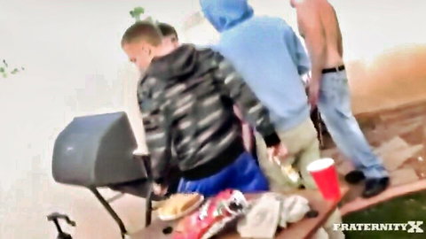 Frat X outdoor frat boys barbecue hookup scene